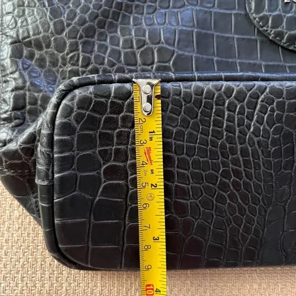 Longchamp Gray Croc-Embossed Shoulder Bag - Picture 12 of 16